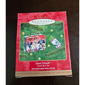 Super Friends Lunch Box - Hallmark Ornament Set - Lunch Box and Thermos - 2000